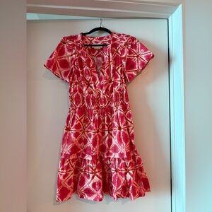 Anthropologie Coral and White Tie-Dye Blouse